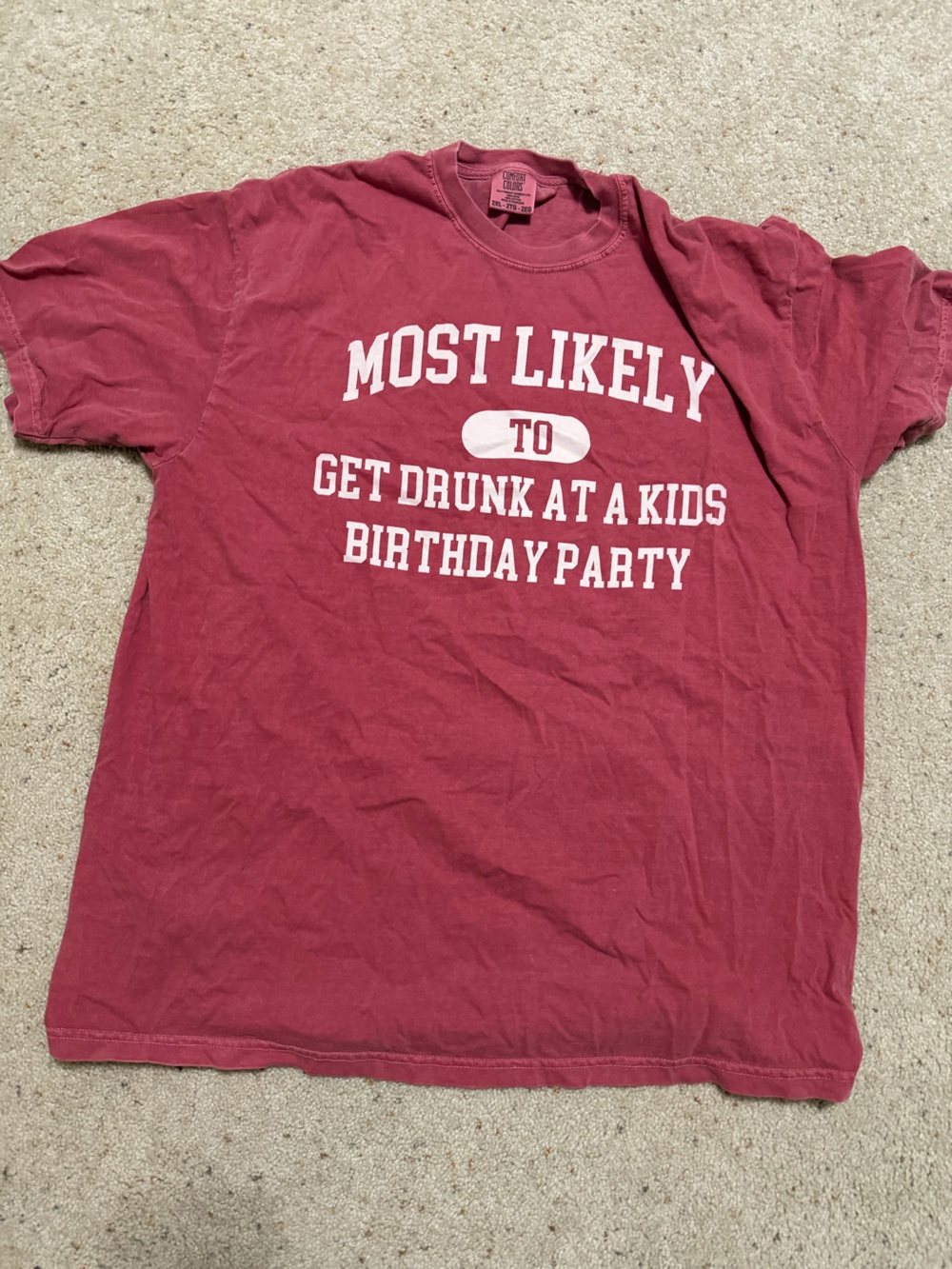 Comfort Colors Men's Short Sleeve Tee in Deep Red with White Graphic